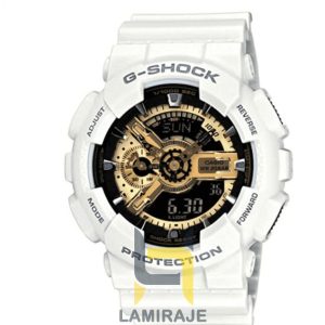 خرید ساعت مچی مردانه دیجیتال کاسیو جی شاک G-Shock GA-110RQ سفید صفحه طلایی، ساعت شیک و مقاوم.