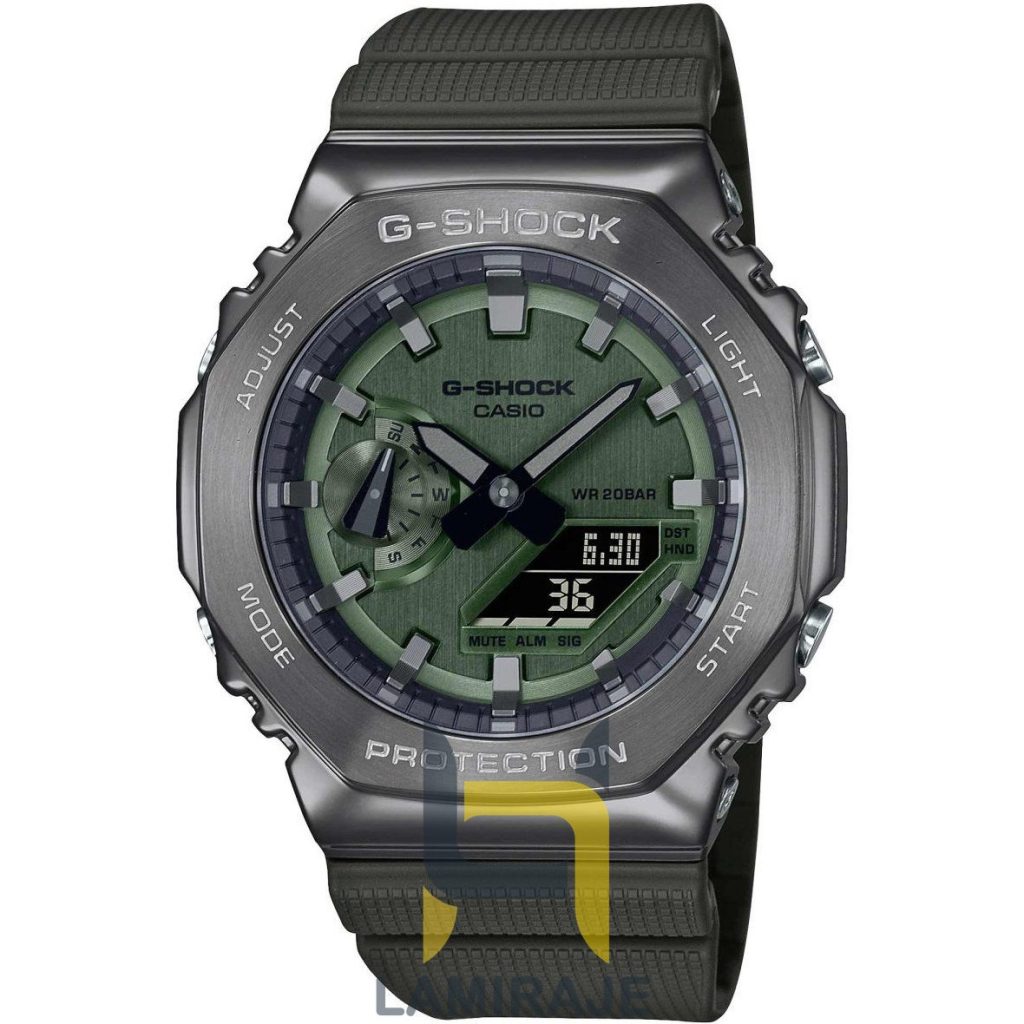 ساعت مچی مردانه کاسیو مدل GM-2100B-3ADR، دیجیتال، سبز، خرید ساعت اسپرت مقاوم در برابر آب.